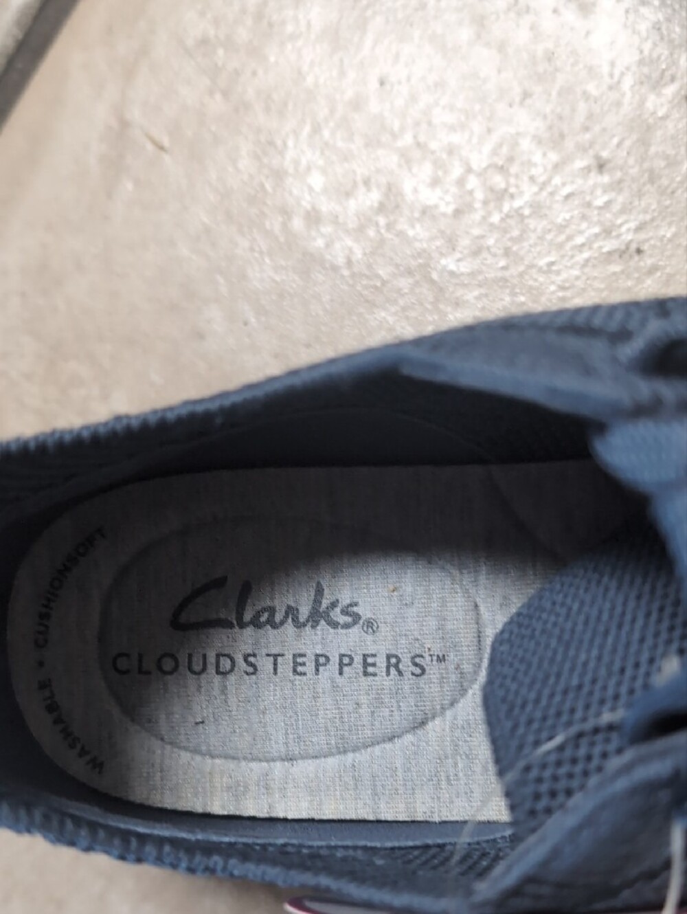 Clarks Cloudsteppers Navy Knit Slip-On Sneaker - Picture 2 of 6